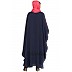 Designer Kaftan abaya with embroidery work- Navy Blue-Red